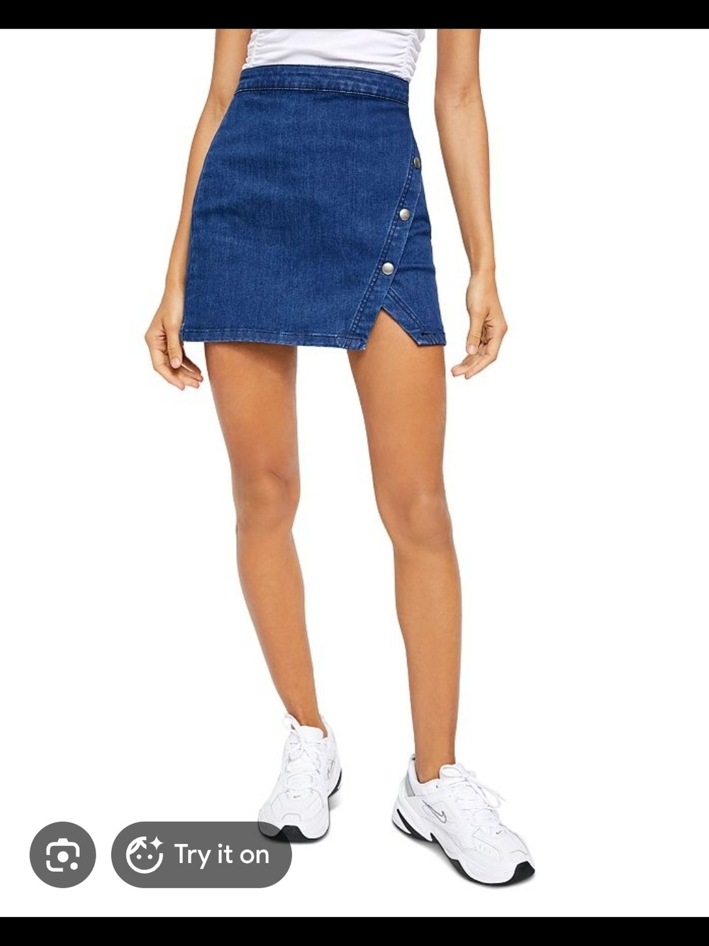 We The Free Dark Blue Denim Mini Skirt with Side Snap